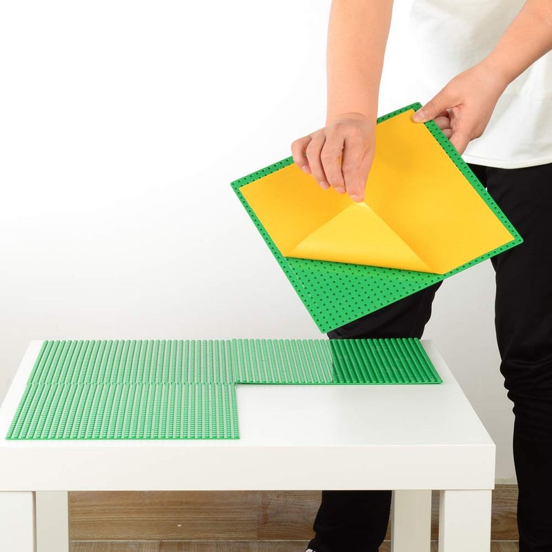 MIMAX Peel-and-Stick Baseplates, Self Adhesive Building Brick Plates, Compatible with All Major Brands - 4 Pack (10" x 10") (Green) - Image 3
